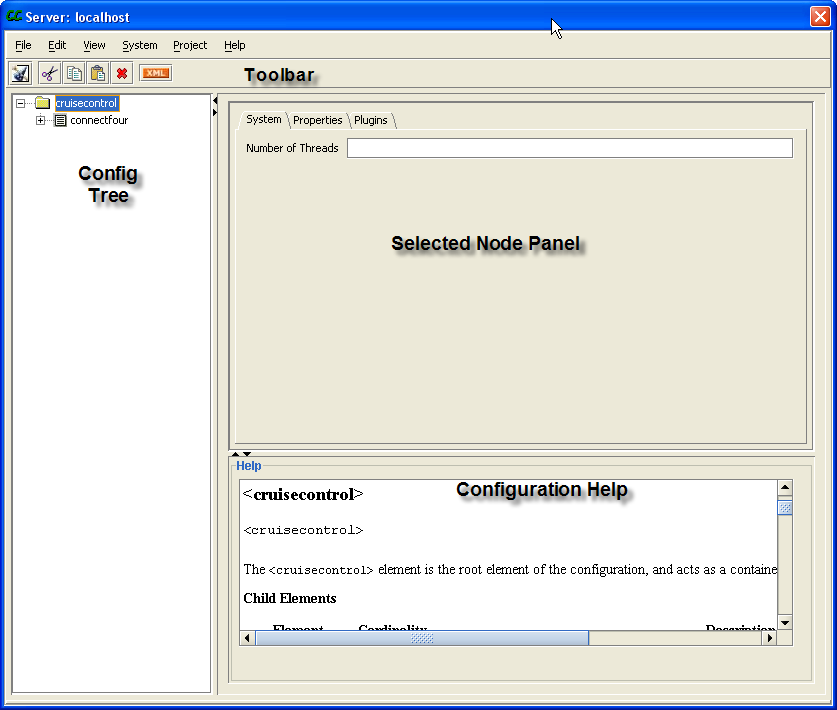 Overview of the project configuration interface.